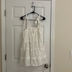 White Ruffled Sleeveless Dress
